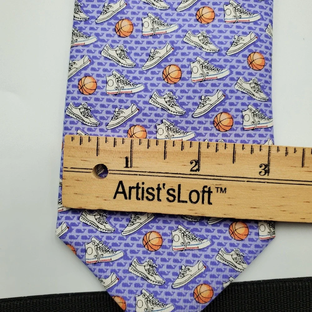 Vineyard Vines Coaches vs Cancer Basketball Sneaker Silk Tie Purple Made in USA